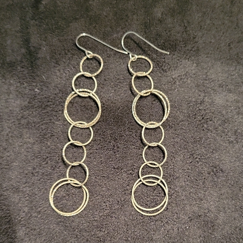 Sterling Silver Delicate Sparkling Cascading Hoop Dangle Earrings